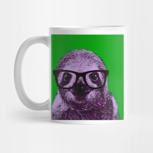 Geek Sloth in Green Background - Print / Home Decor / Wall Art / Poster / Gift / Birthday / Sloth Lover Gift / Animal print Canvas Print Mug